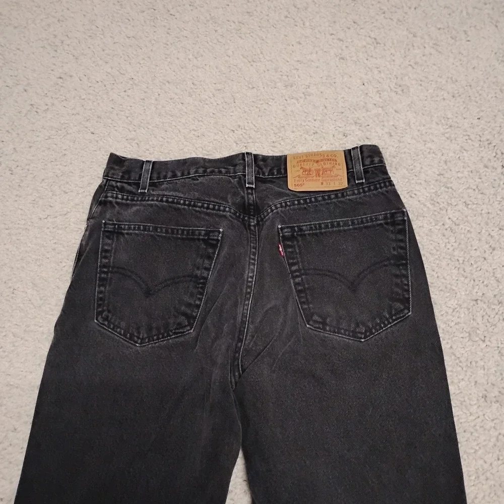 Vtg Levi's 505 Jeans Mens 33x32 Black Regular Straight Y2K Batwing Grunge 00s
